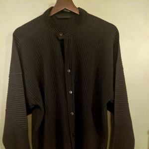 Rare! Issey Miyake Homme Plisse Black L/S Banded Collar Shirt XL